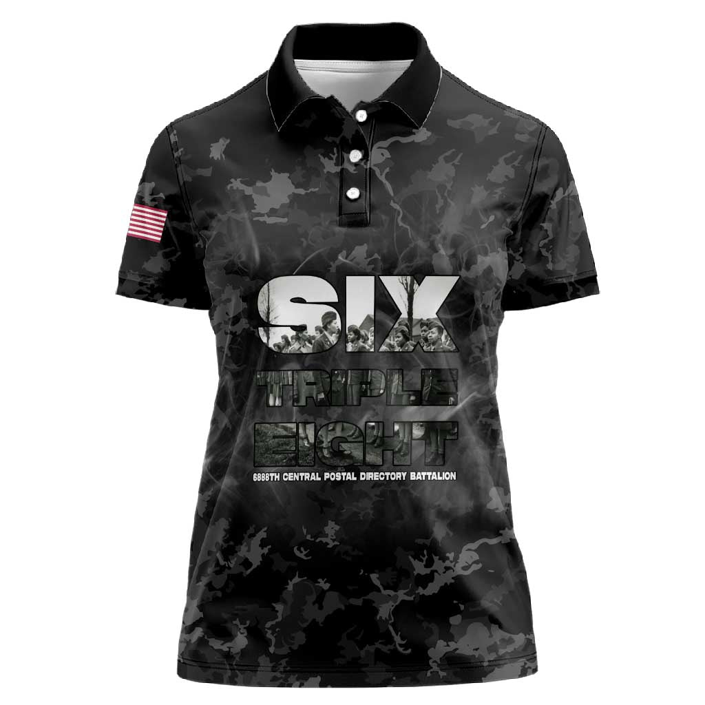African American Heroes Women Polo Shirt Six Triple Eight - Camo Style