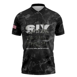 African American Heroes Zipper Polo Shirt Six Triple Eight - Camo Style
