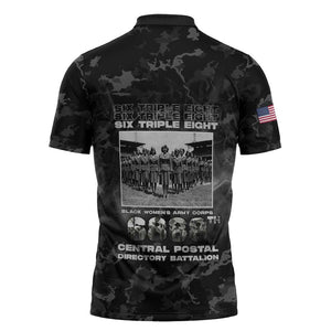 African American Heroes Zipper Polo Shirt Six Triple Eight - Camo Style