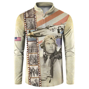 Tuskegee Airmen Button Sweatshirt Red Tail Legacy Film Striped Style