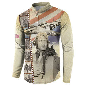 Tuskegee Airmen Button Sweatshirt Red Tail Legacy Film Striped Style