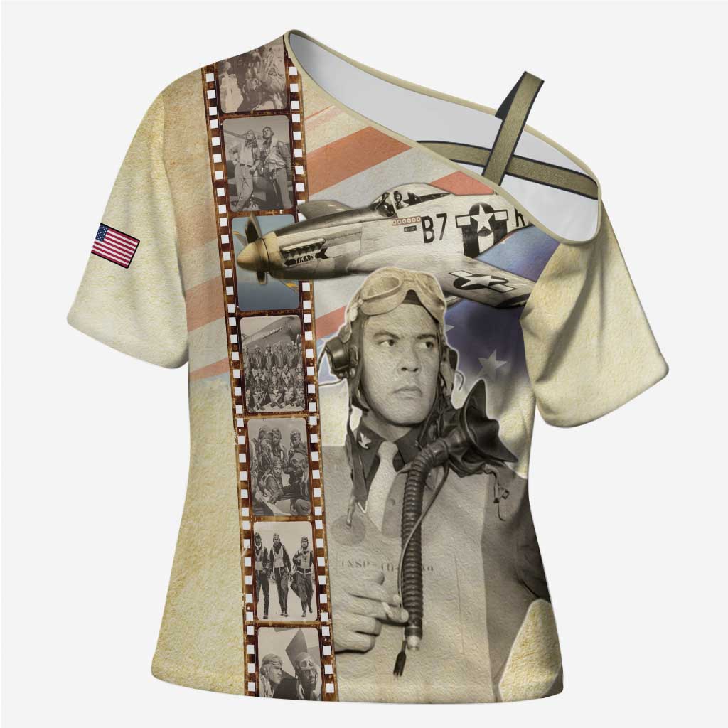 Tuskegee Airmen Cross Shoulder Shirt Red Tail Legacy Film Striped Style