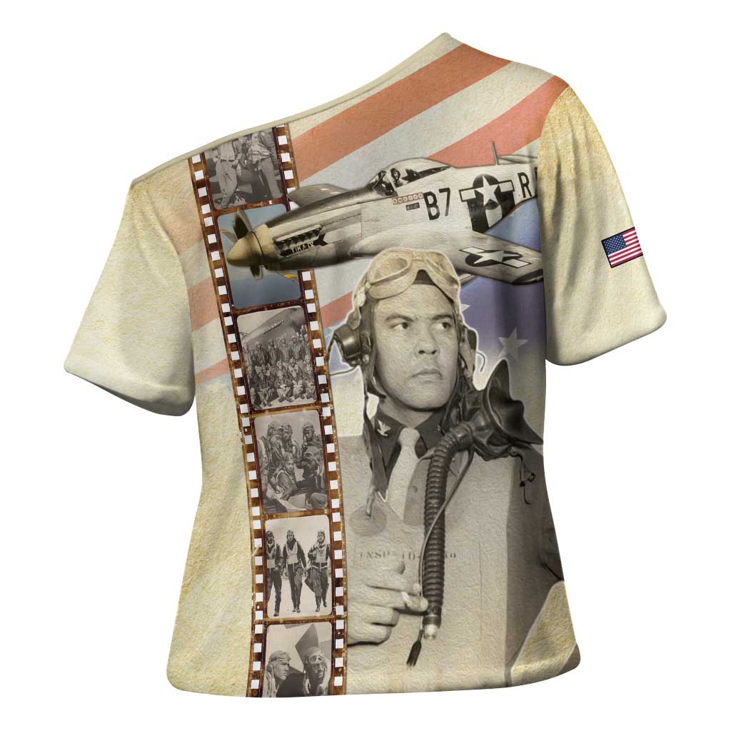 Tuskegee Airmen Cross Shoulder Shirt Red Tail Legacy Film Striped Style