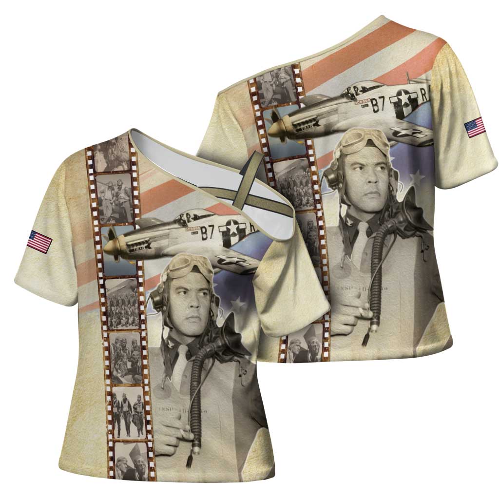 Tuskegee Airmen Cross Shoulder Shirt Red Tail Legacy Film Striped Style