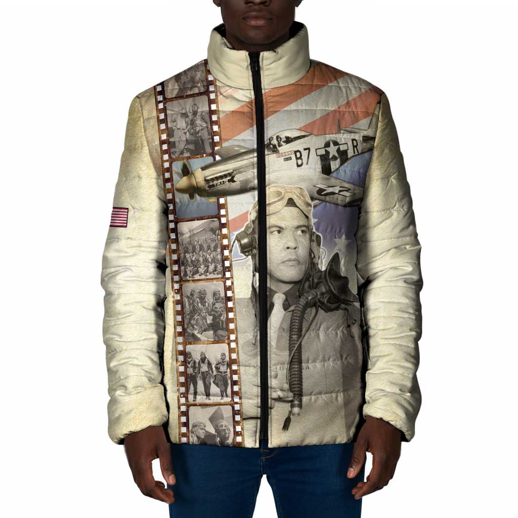 Tuskegee Airmen Padded Jacket Red Tail Legacy Film Striped Style