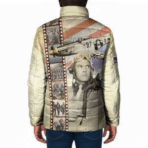 Tuskegee Airmen Padded Jacket Red Tail Legacy Film Striped Style