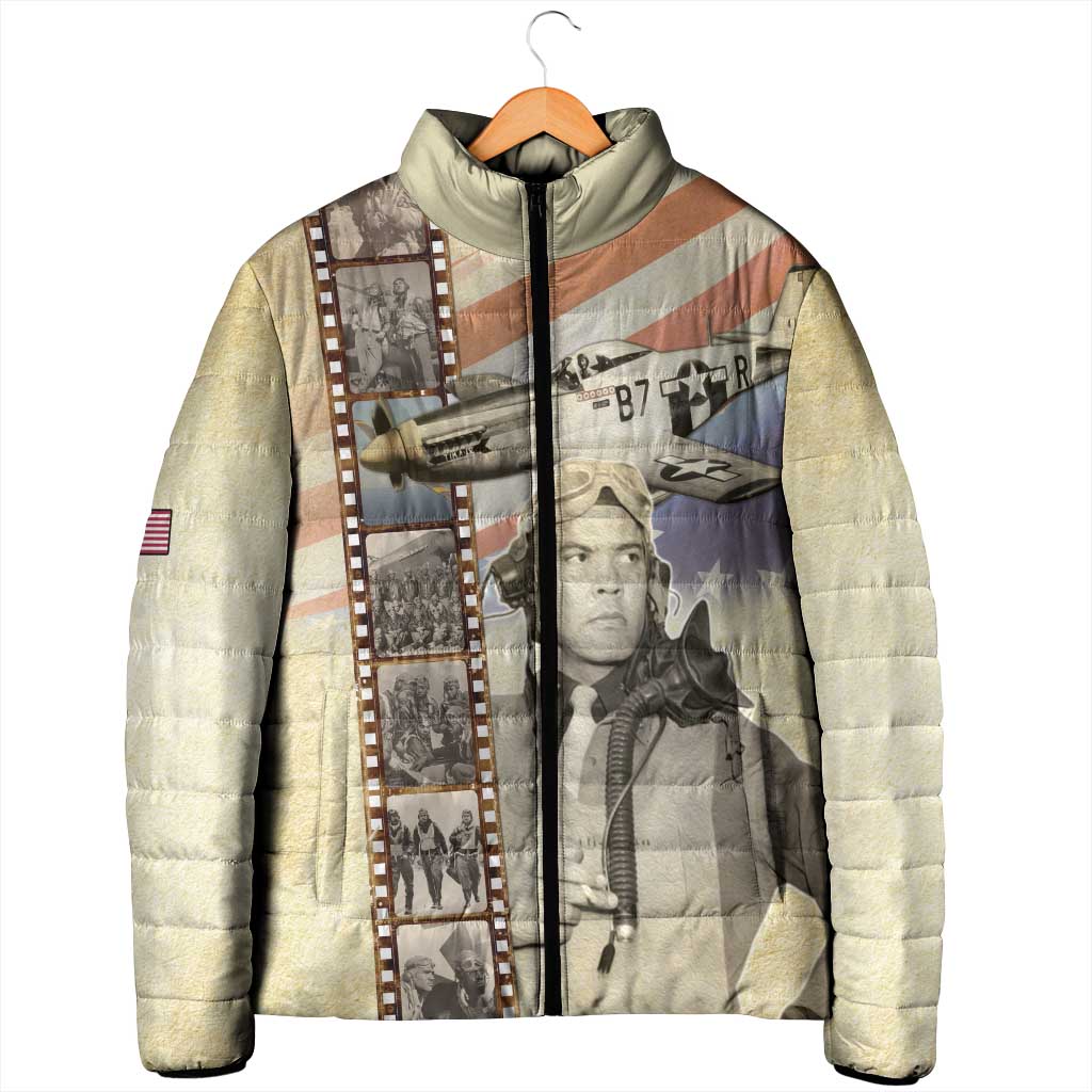 Tuskegee Airmen Padded Jacket Red Tail Legacy Film Striped Style