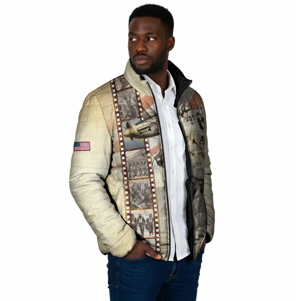 Tuskegee Airmen Padded Jacket Red Tail Legacy Film Striped Style