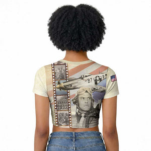 Tuskegee Airmen Raglan Cropped T shirt Red Tail Legacy Film Striped Style