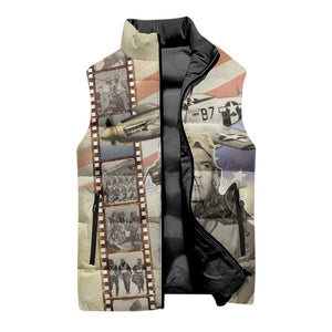 Tuskegee Airmen Sleeveless Puffer Jacket Red Tail Legacy Film Striped Style