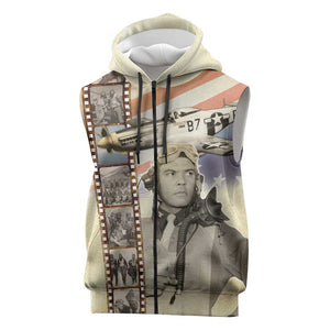 Tuskegee Airmen Sleeveless Zip Hoodie Red Tail Legacy Film Striped Style