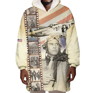 Tuskegee Airmen Wearable Blanket Hoodie Red Tail Legacy Film Striped Style