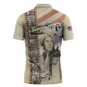 Tuskegee Airmen Zipper Polo Shirt Red Tail Legacy Film Striped Style