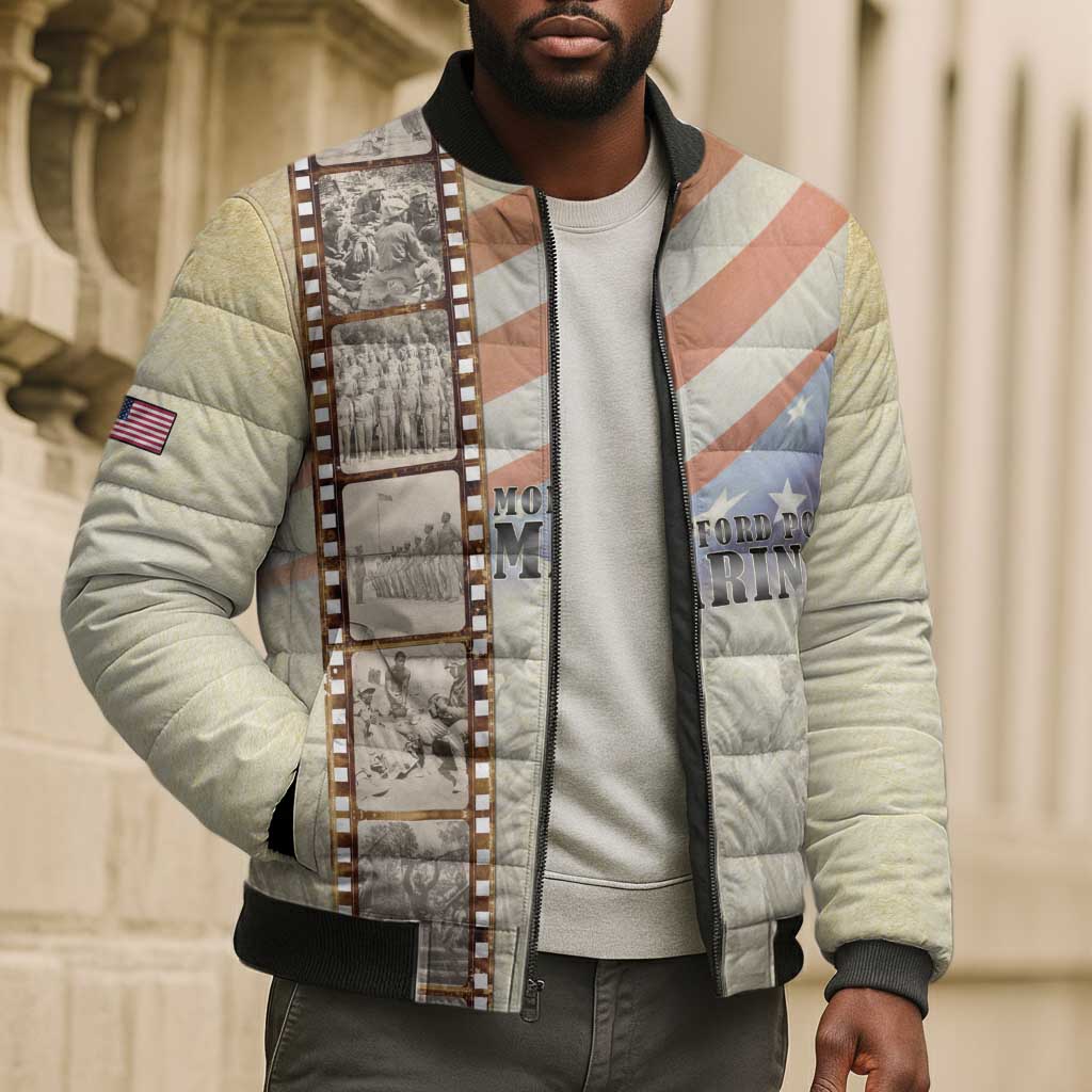 Montford Point Marines Bomber Puffer Jacket The First Black US Marines Film Striped Style