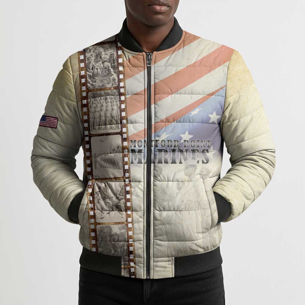 Montford Point Marines Bomber Puffer Jacket The First Black US Marines Film Striped Style