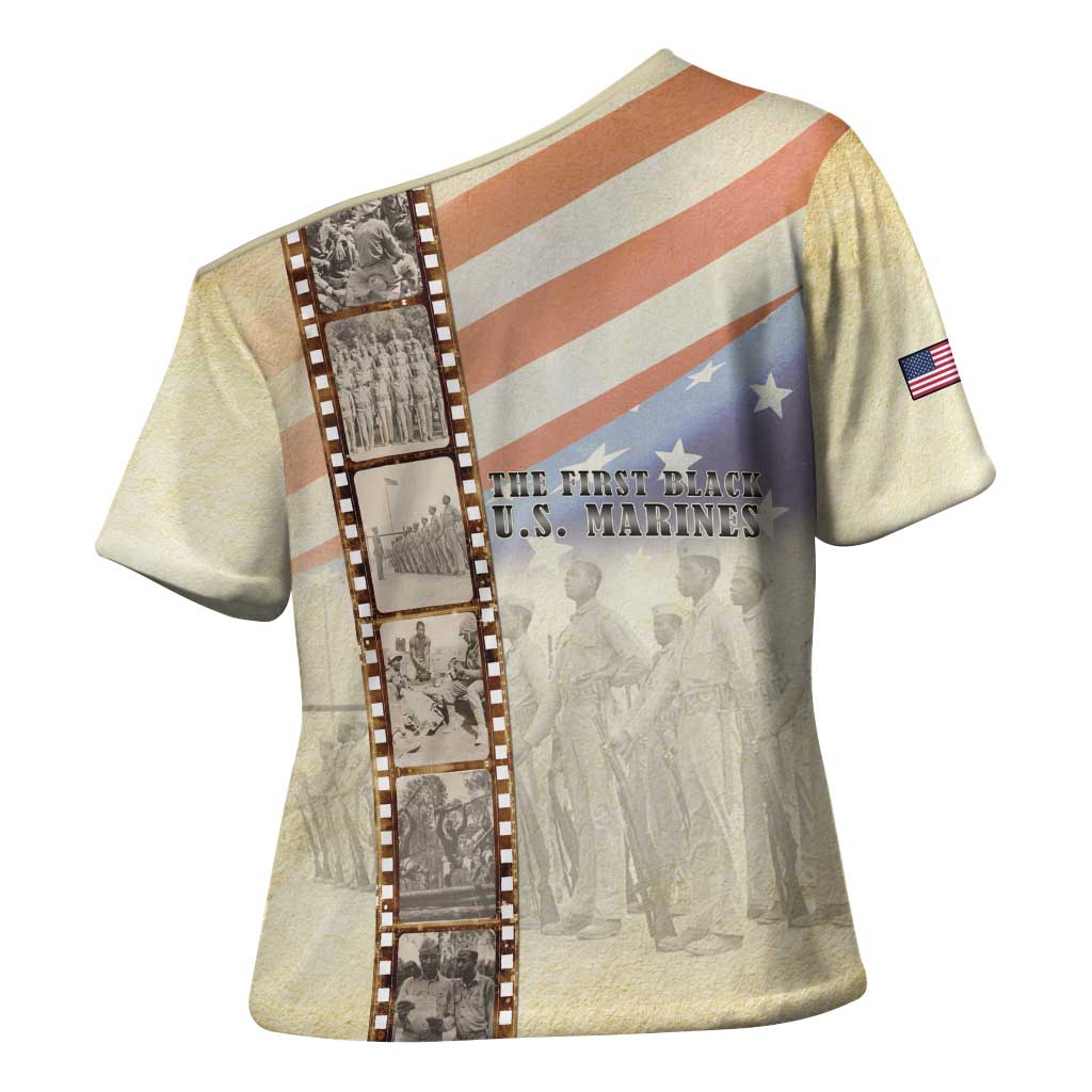 Montford Point Marines Cross Shoulder Shirt The First Black US Marines Film Striped Style
