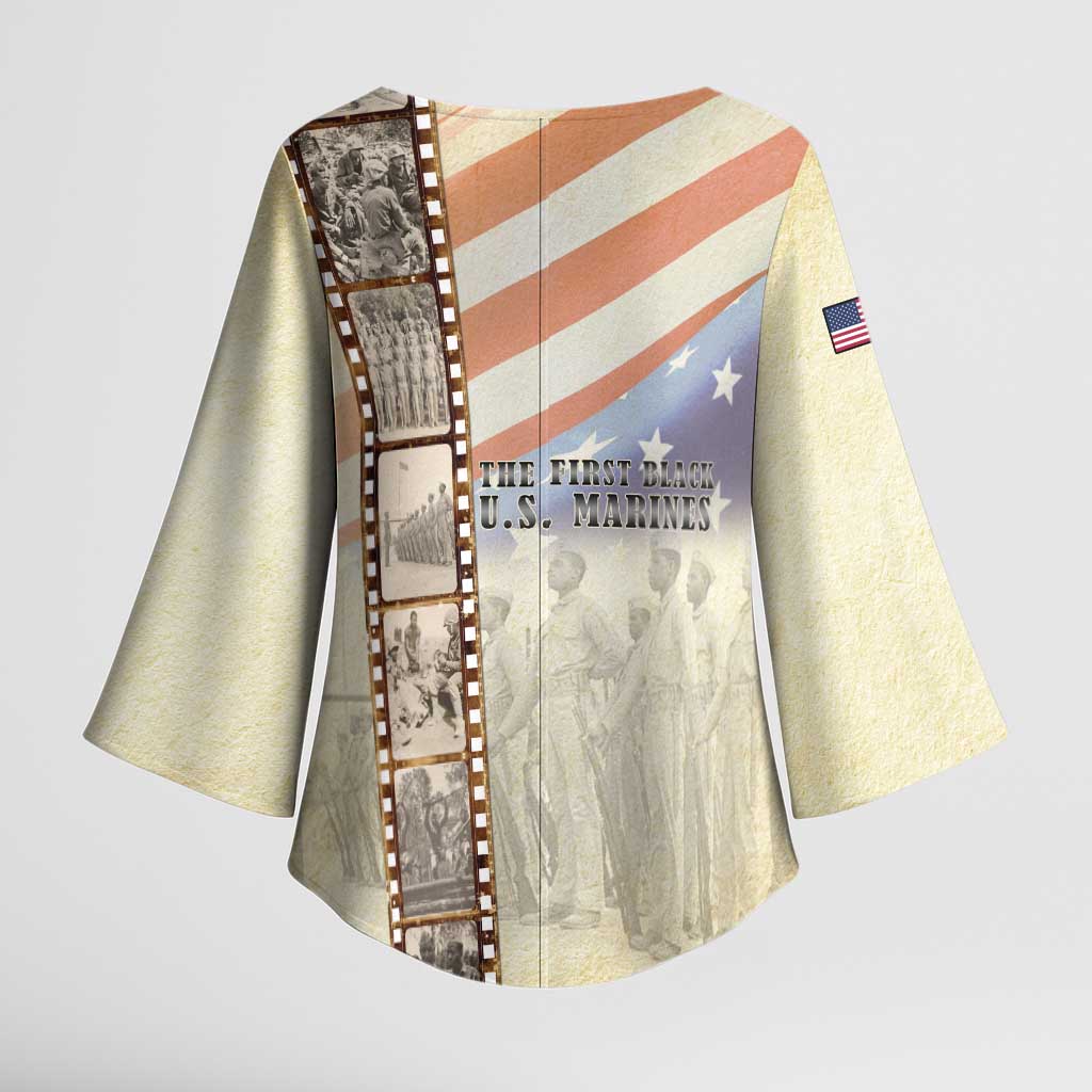 Montford Point Marines Kimono Sleeve Blouse The First Black US Marines Film Striped Style