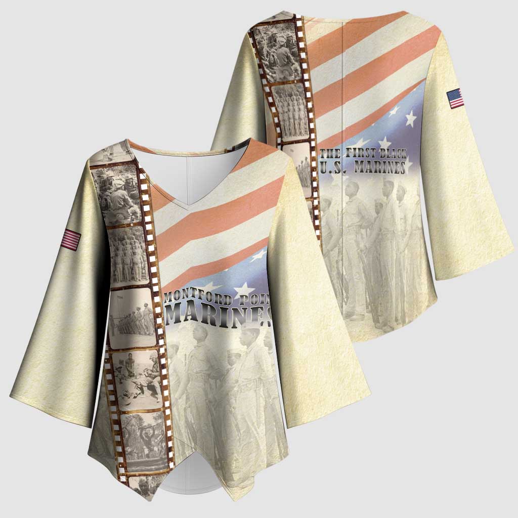 Montford Point Marines Kimono Sleeve Blouse The First Black US Marines Film Striped Style