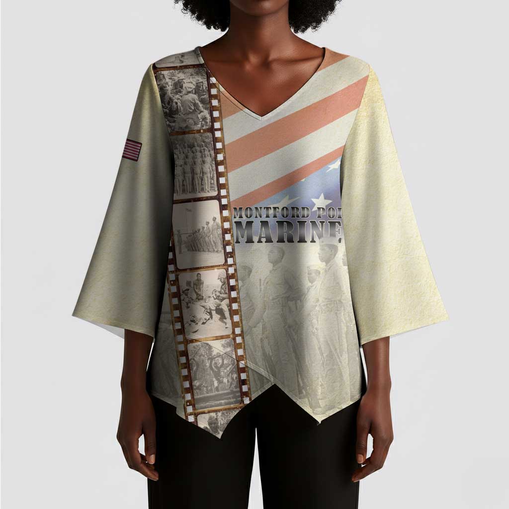 Montford Point Marines Kimono Sleeve Blouse The First Black US Marines Film Striped Style