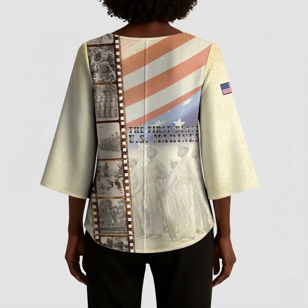 Montford Point Marines Kimono Sleeve Blouse The First Black US Marines Film Striped Style