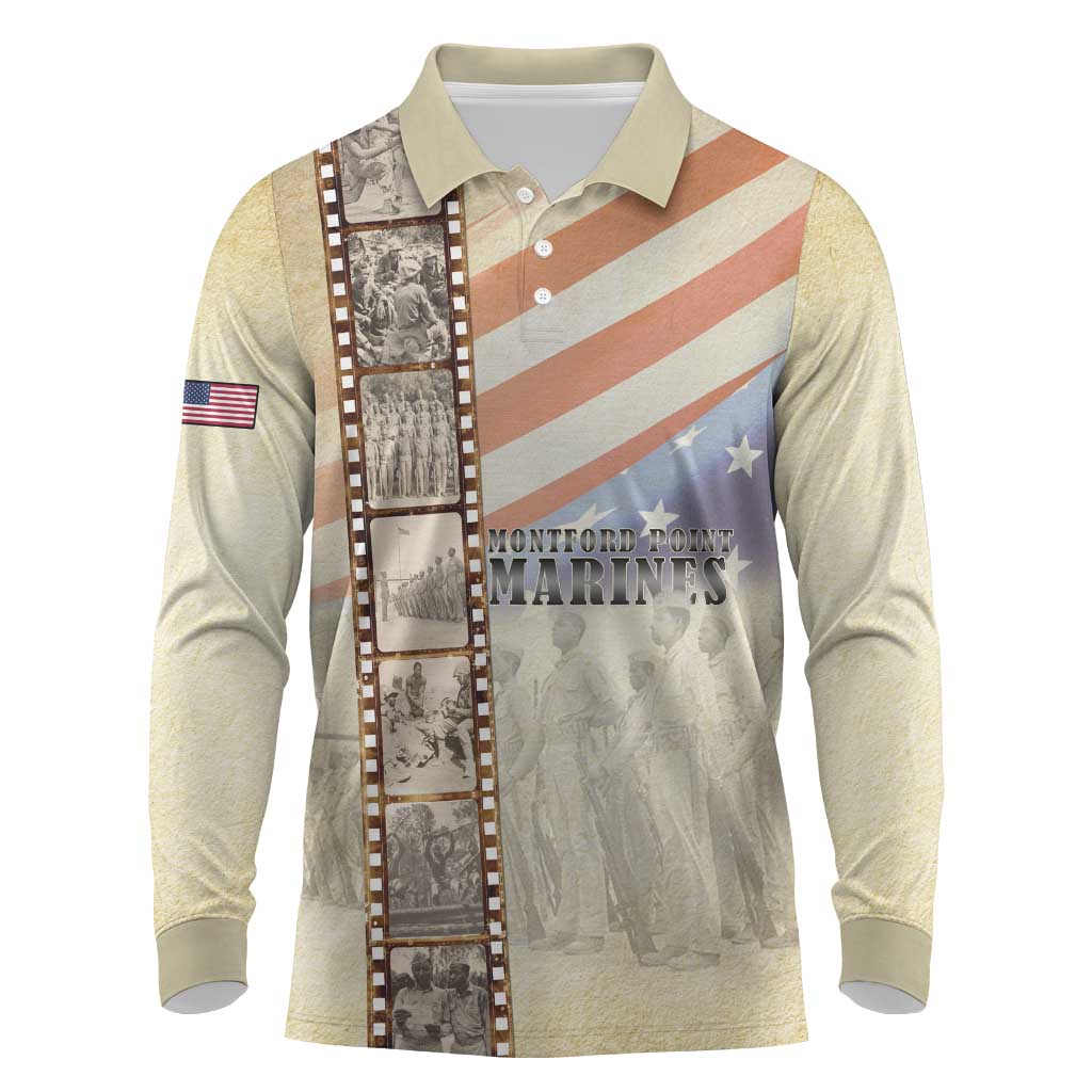 Montford Point Marines Long Sleeve Polo Shirt The First Black US Marines Film Striped Style