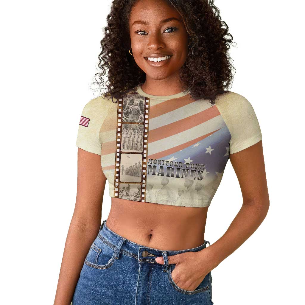 Montford Point Marines Raglan Cropped T shirt The First Black US Marines Film Striped Style
