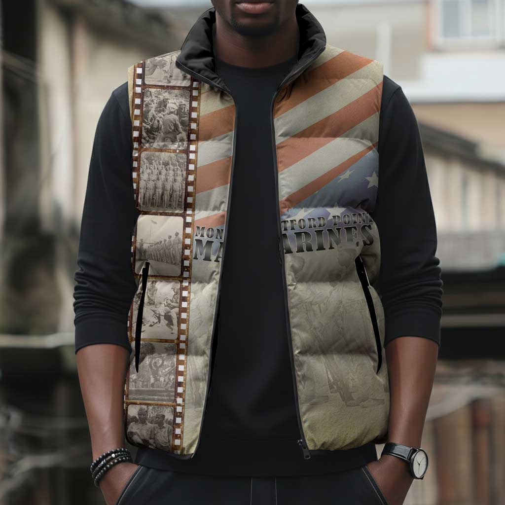 Montford Point Marines Sleeveless Puffer Jacket The First Black US Marines Film Striped Style