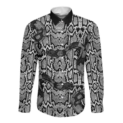 Snake African Skin Animals Pattern Long Sleeve Button Shirt