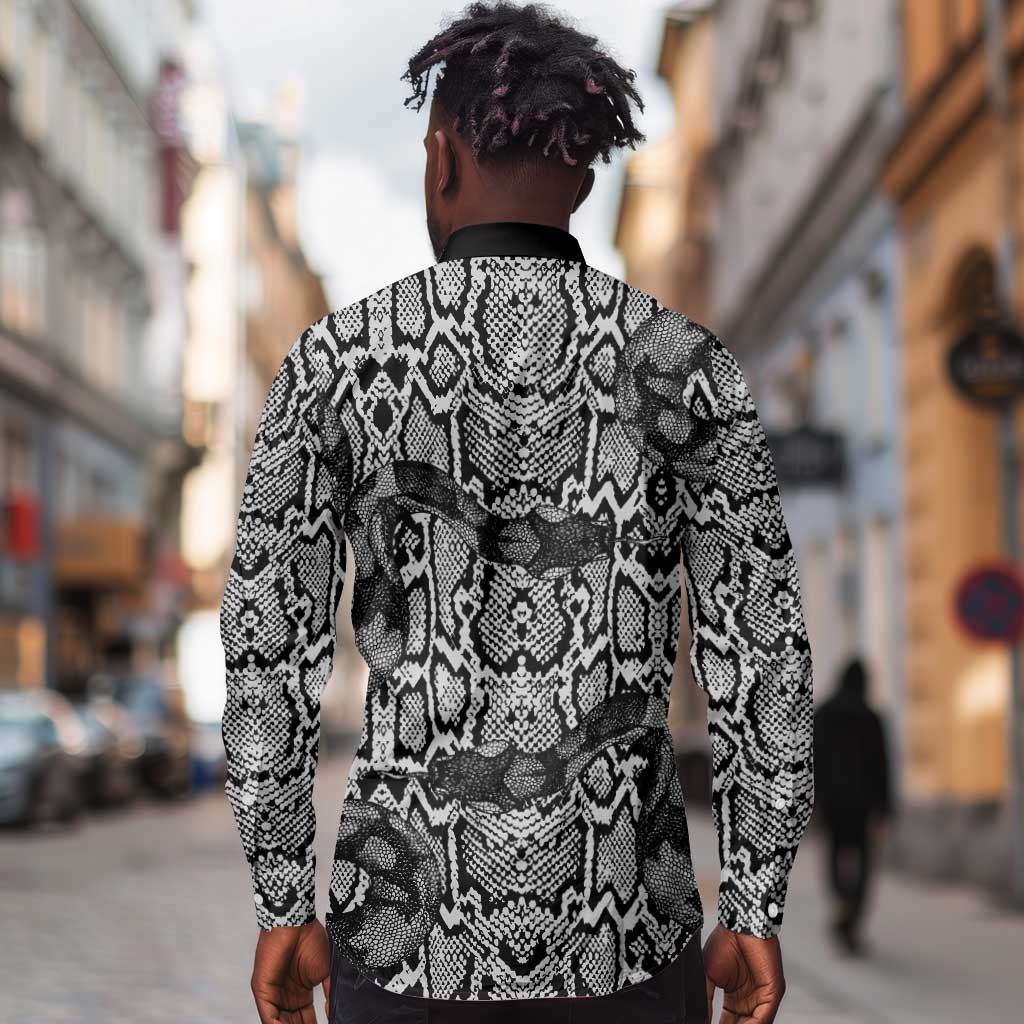Snake African Skin Animals Pattern Long Sleeve Button Shirt