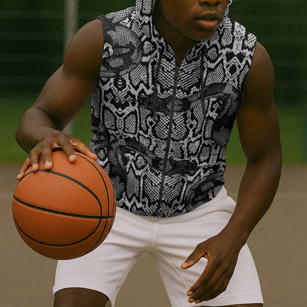 Snake African Skin Animals Pattern Sleeveless Zip Hoodie - African Pride