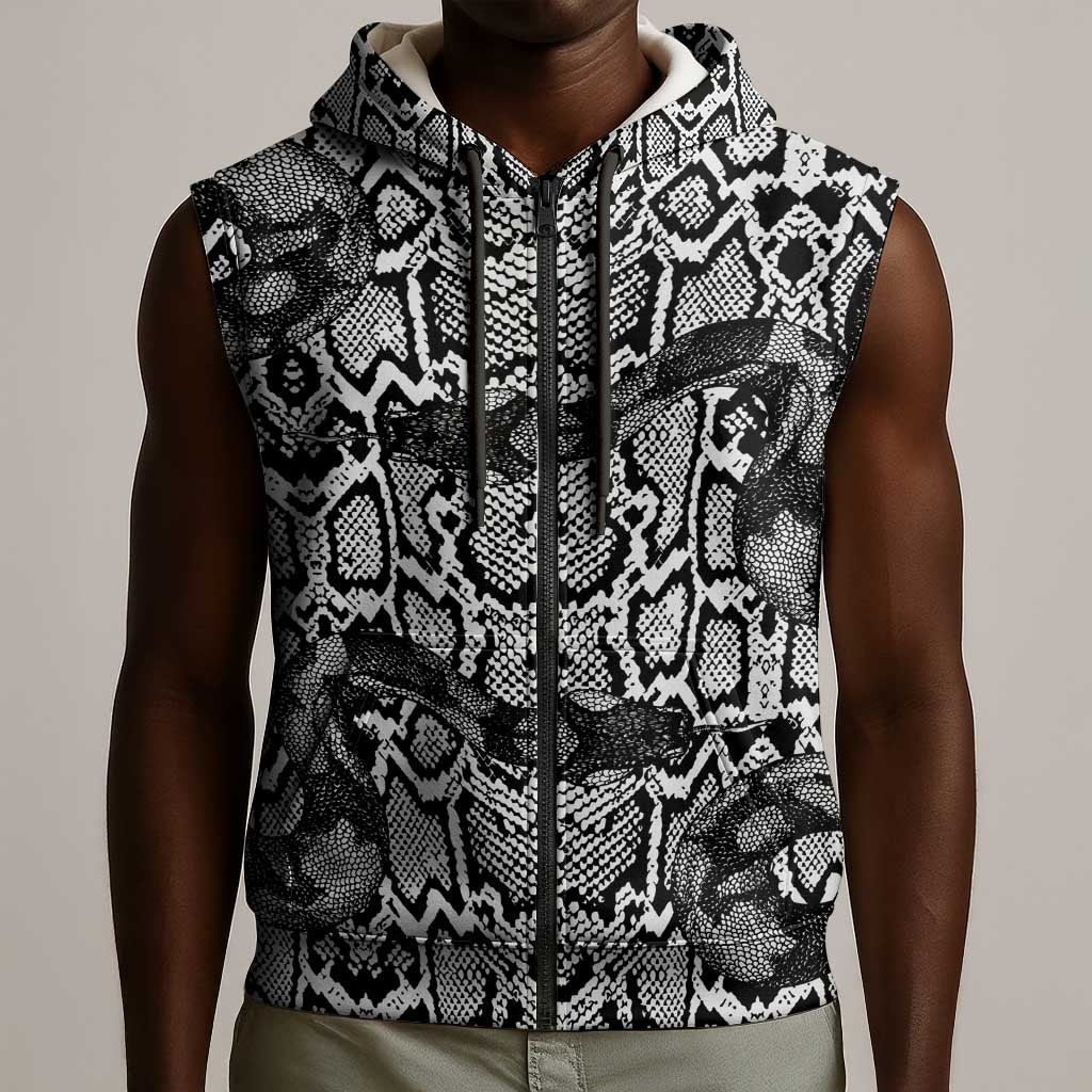 Snake African Skin Animals Pattern Sleeveless Zip Hoodie - African Pride