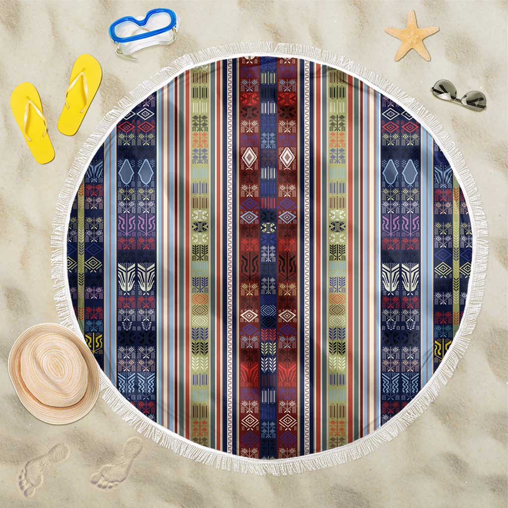 Lamba Mpanjaka Malagasy Traditional Pattern Beach Blanket