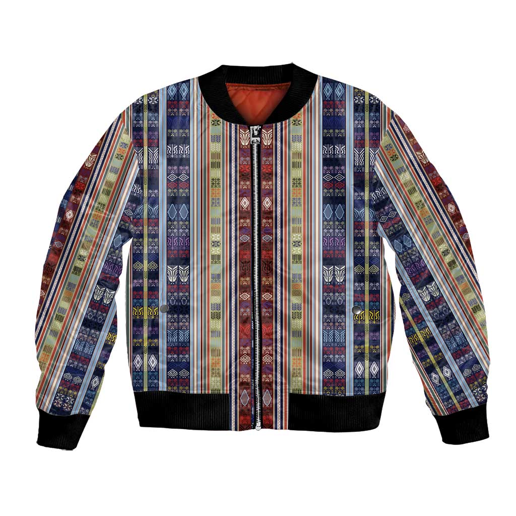 Lamba Mpanjaka Malagasy Traditional Pattern Bomber Jacket