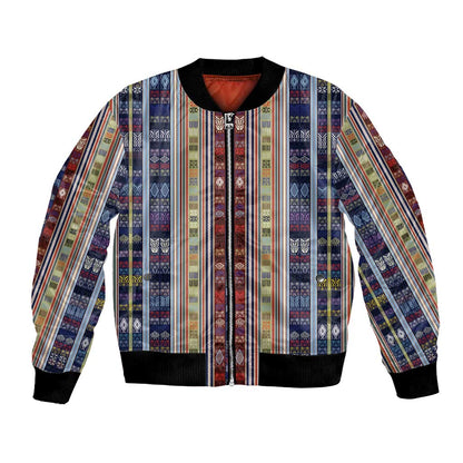 Lamba Mpanjaka Malagasy Traditional Pattern Bomber Jacket