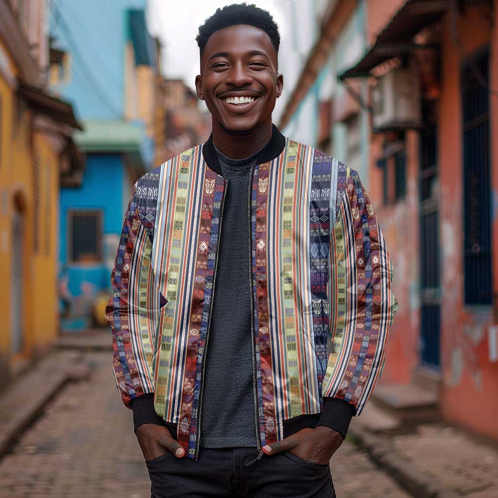 Lamba Mpanjaka Malagasy Traditional Pattern Bomber Jacket