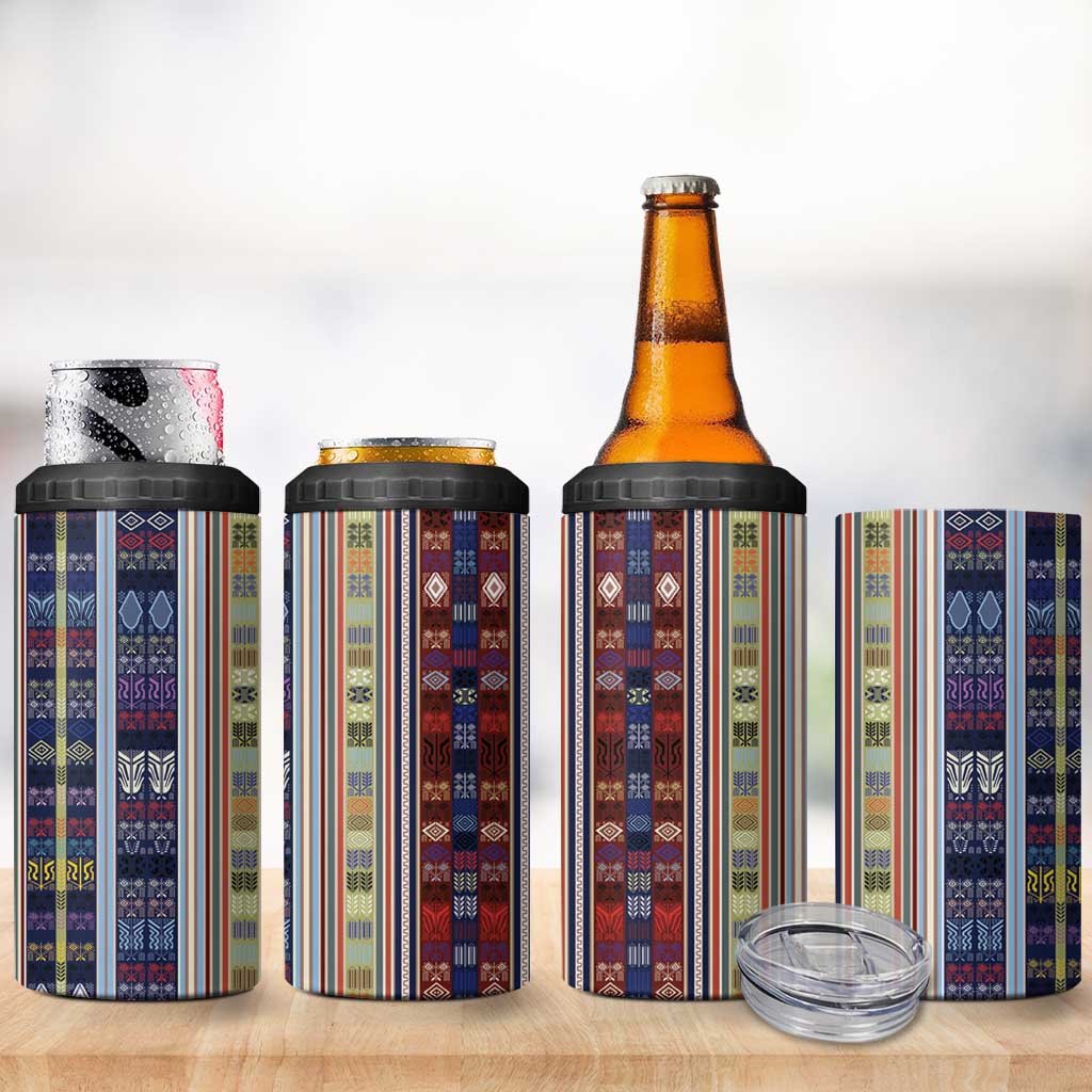 Lamba Mpanjaka Malagasy Traditional Pattern 4 in 1 Can Cooler Tumbler