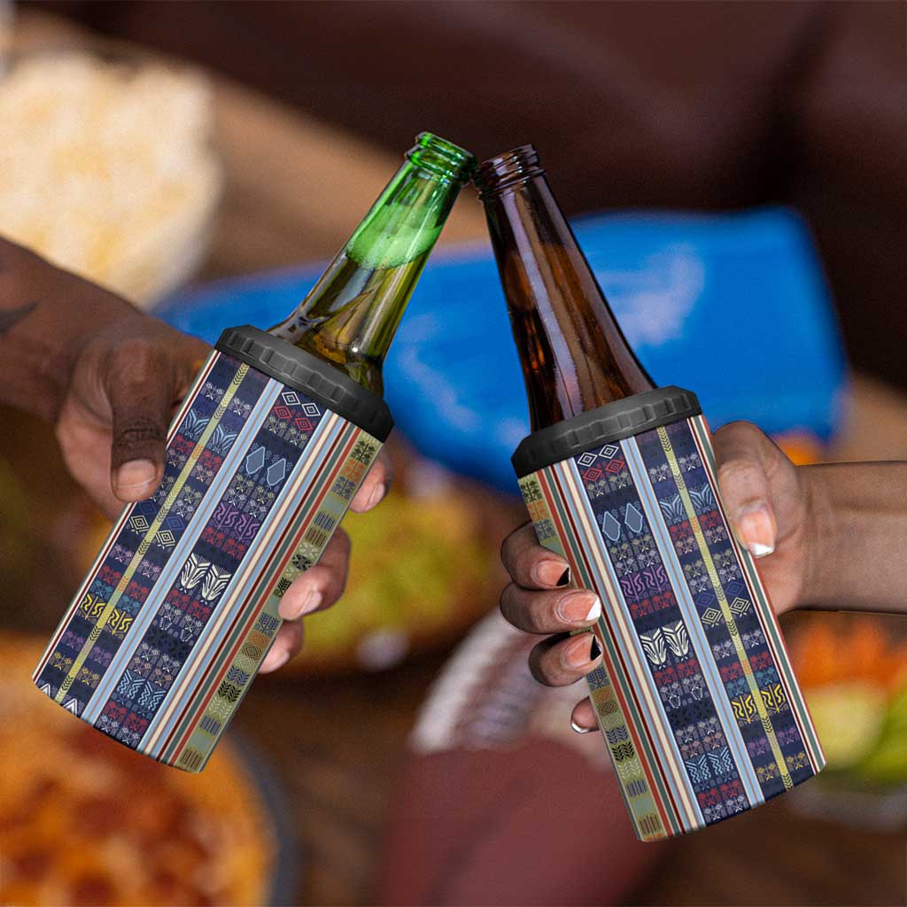Lamba Mpanjaka Malagasy Traditional Pattern 4 in 1 Can Cooler Tumbler
