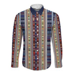 Lamba Mpanjaka Malagasy Traditional Pattern Long Sleeve Button Shirt