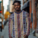 Lamba Mpanjaka Malagasy Traditional Pattern Long Sleeve Shirt