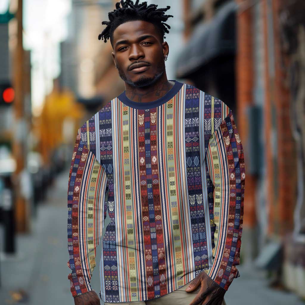 Lamba Mpanjaka Malagasy Traditional Pattern Long Sleeve Shirt