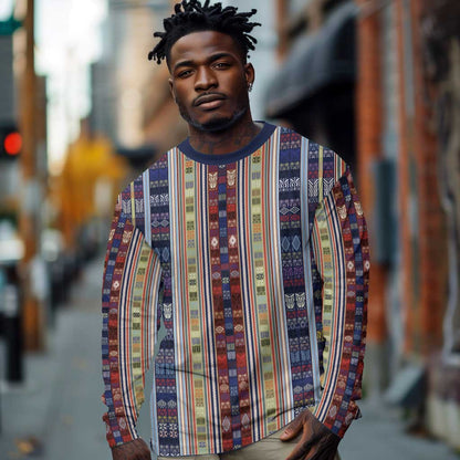 Lamba Mpanjaka Malagasy Traditional Pattern Long Sleeve Shirt