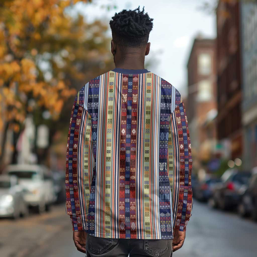 Lamba Mpanjaka Malagasy Traditional Pattern Long Sleeve Shirt