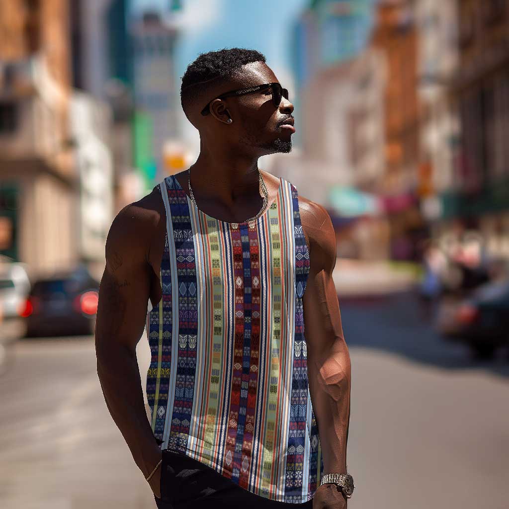 Lamba Mpanjaka Malagasy Traditional Pattern Men Tank Top