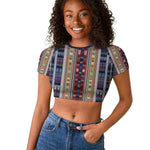 Lamba Mpanjaka Malagasy Traditional Pattern Raglan Cropped T shirt