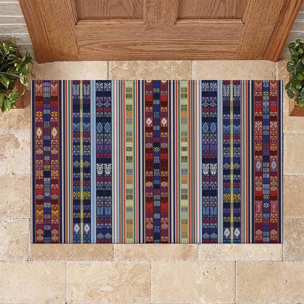 Lamba Mpanjaka Malagasy Traditional Pattern Rubber Doormat