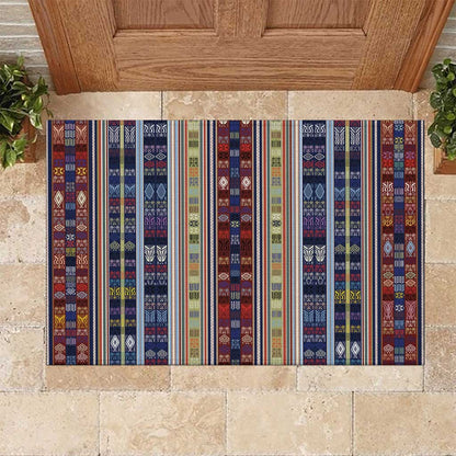 Lamba Mpanjaka Malagasy Traditional Pattern Rubber Doormat