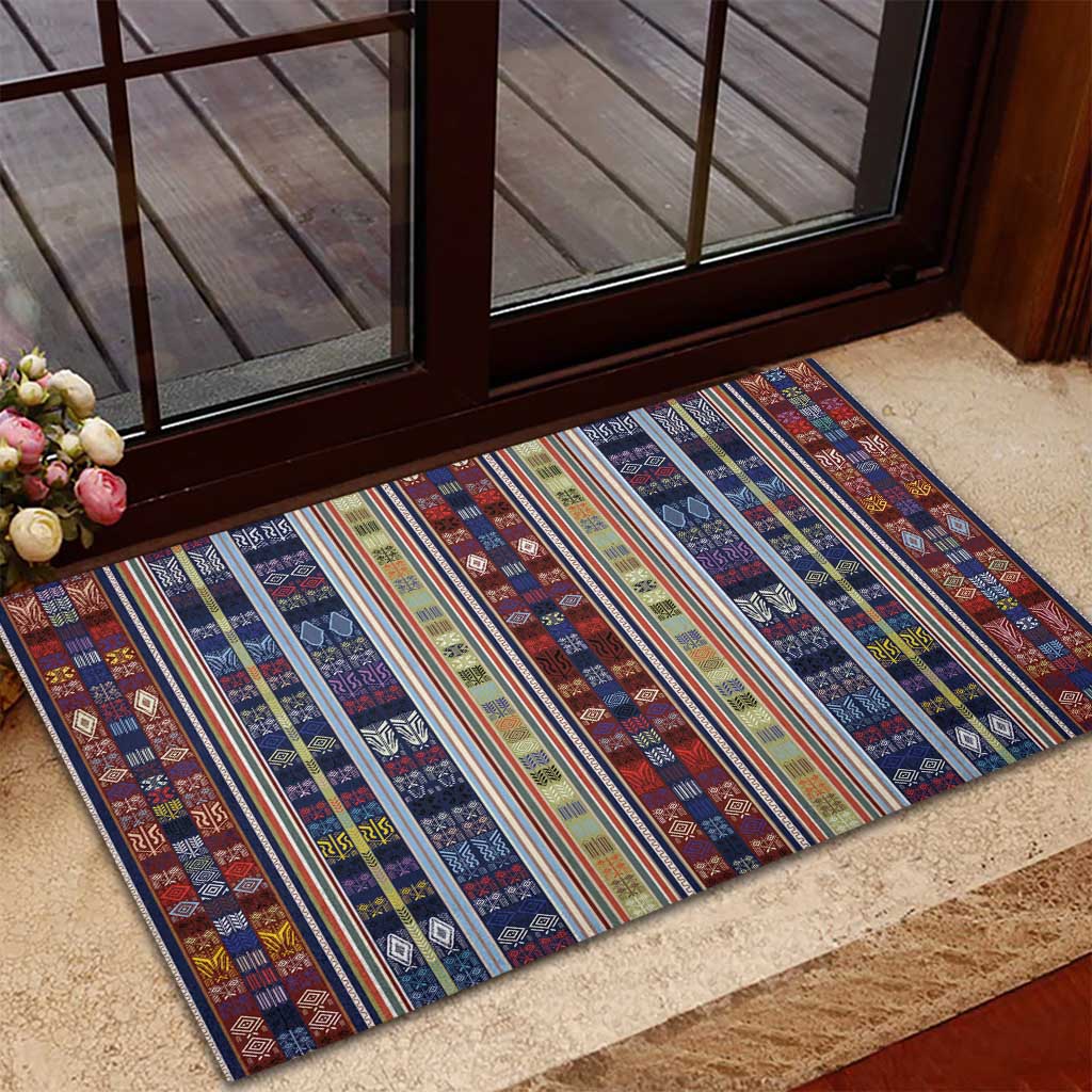 Lamba Mpanjaka Malagasy Traditional Pattern Rubber Doormat