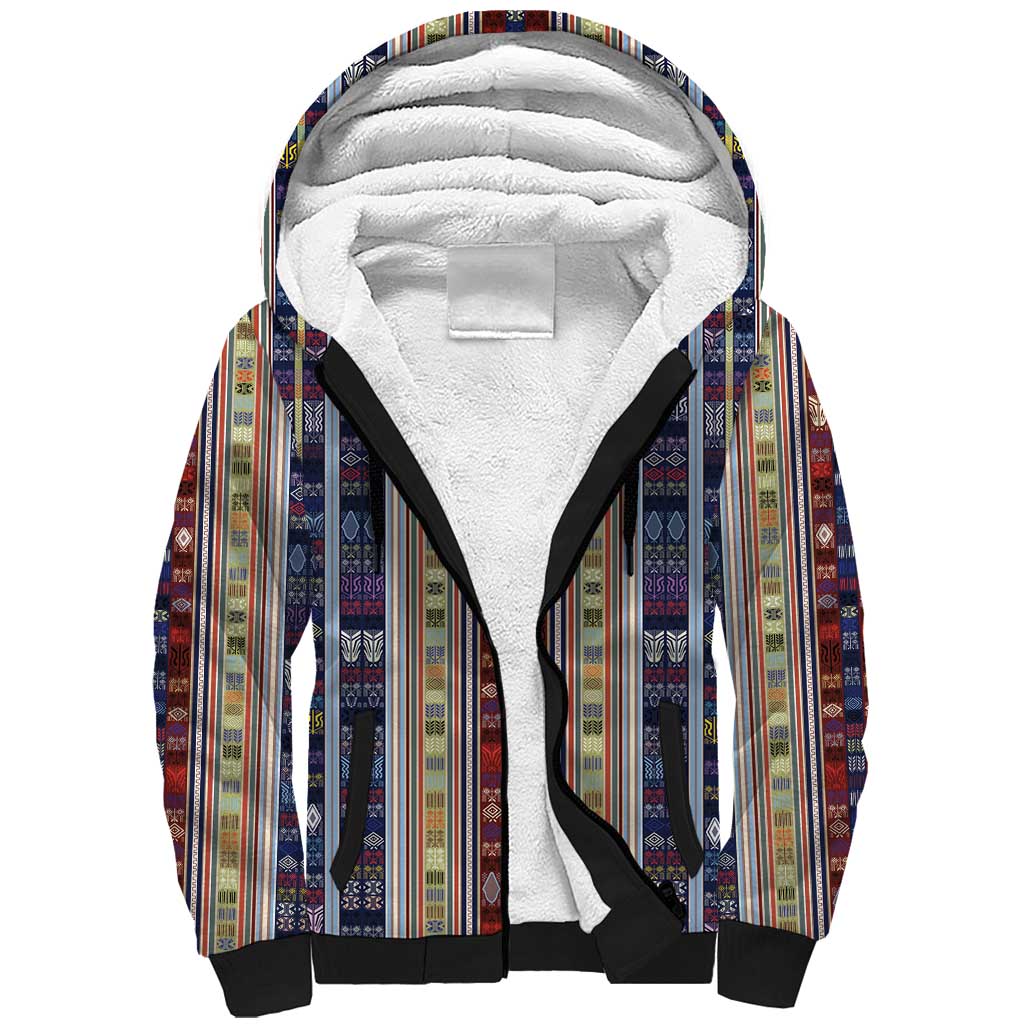 Lamba Mpanjaka Malagasy Traditional Pattern Sherpa Hoodie