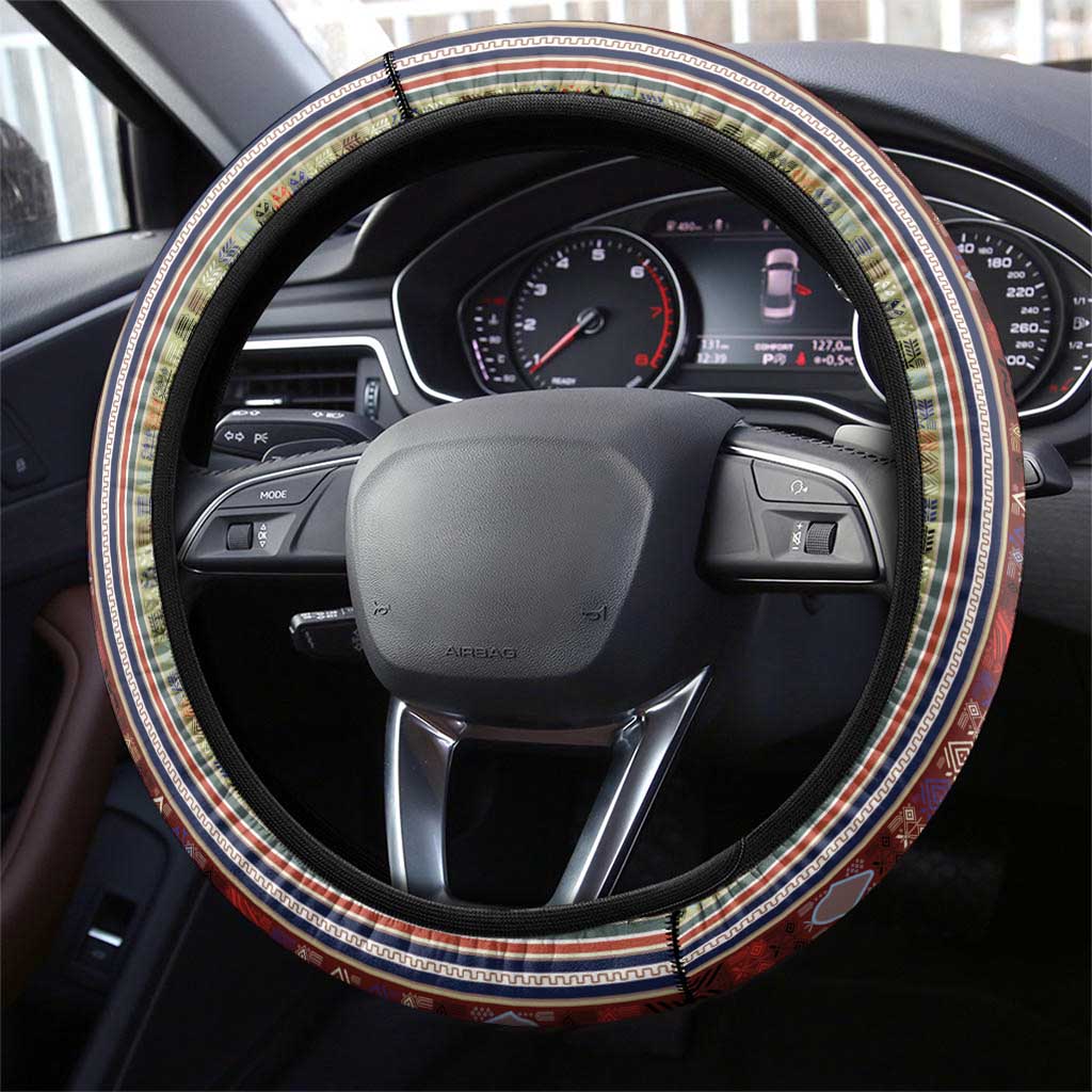 Lamba Mpanjaka Malagasy Traditional Pattern Steering Wheel Cover