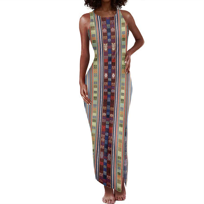 Lamba Mpanjaka Malagasy Traditional Pattern Tank Maxi Dress